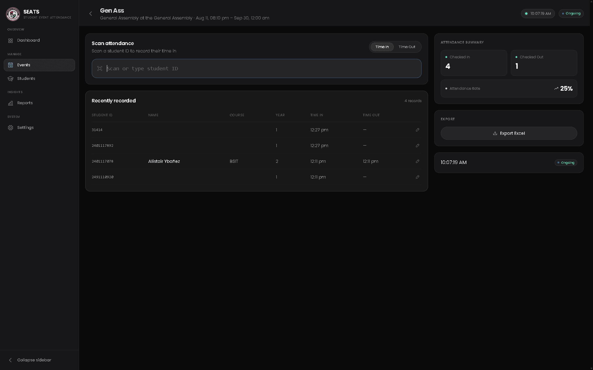 SEATS: SBO Event Attendance Tracking System screenshot 3