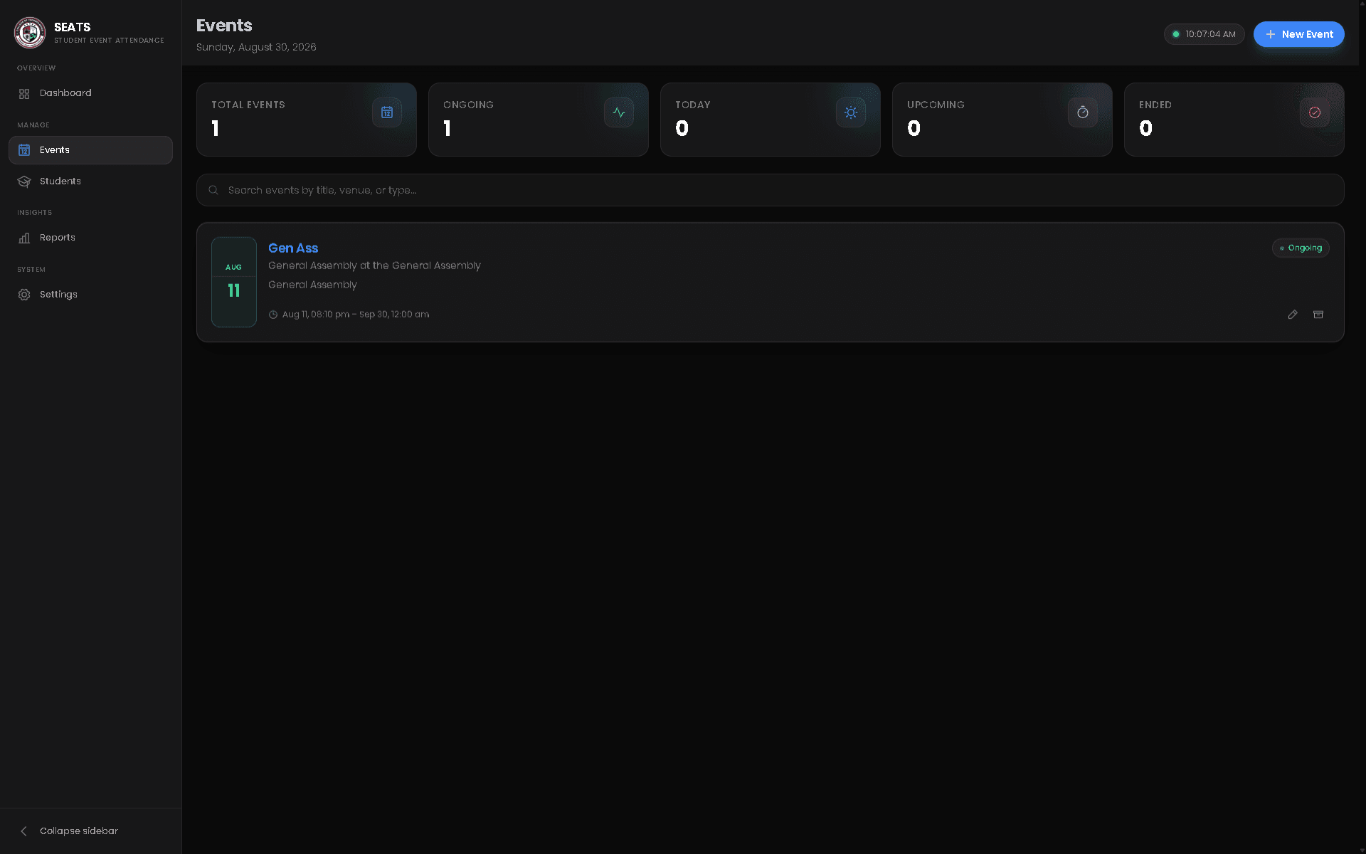 SEATS: SBO Event Attendance Tracking System screenshot 2