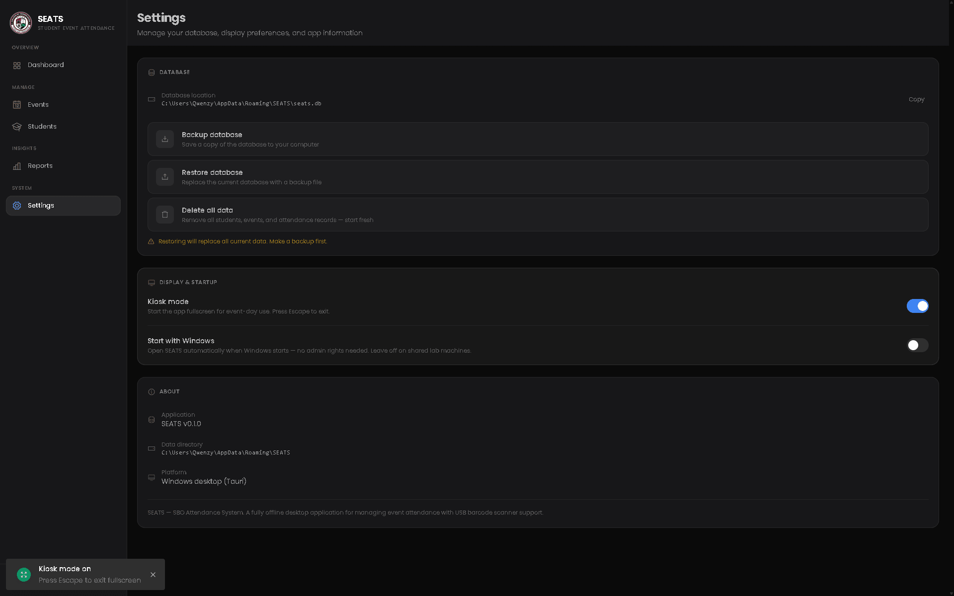 SEATS: SBO Event Attendance Tracking System screenshot 5